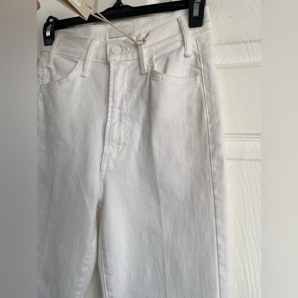 MOTHER The Hustler Ankle Fray In Fairest Of Them All White High Rise Jeans 24 - Picture 3 of 15